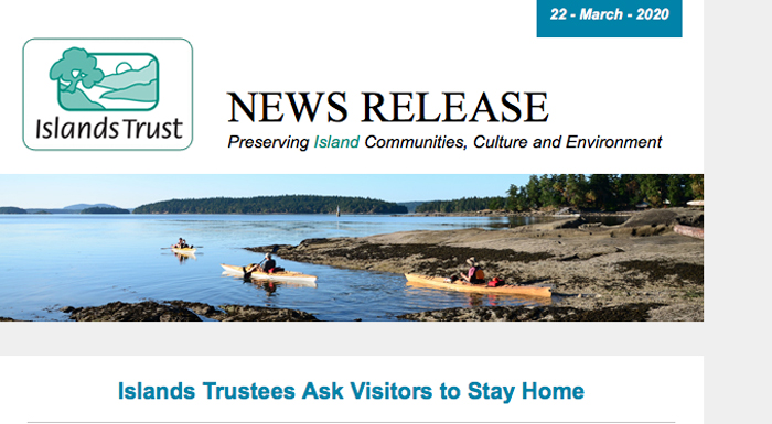 Message to potential Gulf Islands visitors: Stay home