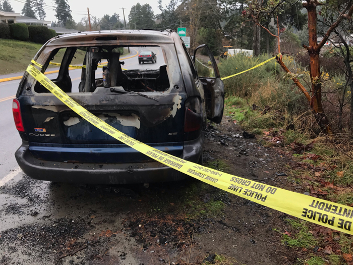 Roadside van destroyed by fire