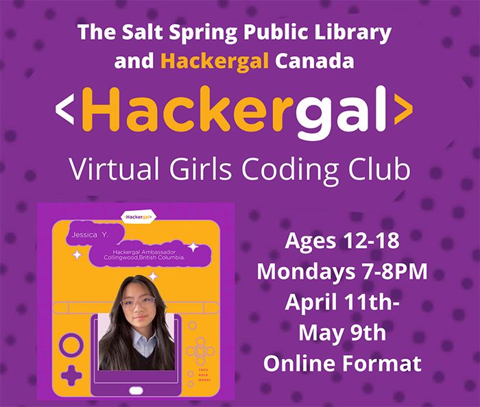Hackergal virtual girls coding club offered through library
